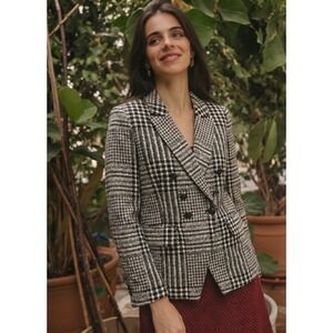 NWT White House Black Market Women's Houndstooth Double Breasted Blazer Size 2
